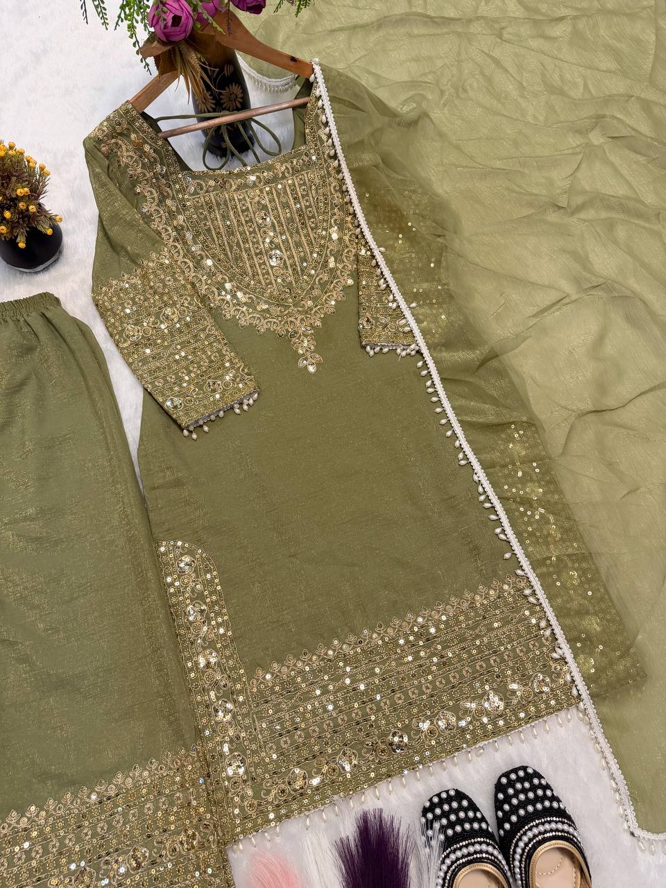 Royal Orchid Embroidered Evening Couture